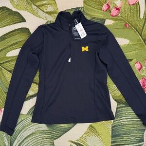 NWT Women's Michigan Navy Quarter-Zip Top Sz Small
